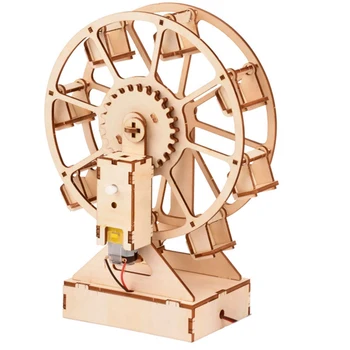 3D DIY Elektrilised Käsitöö Ferris Wheel Puzzle Mäng Puidust Mudel Hoone Komplektid Teadus, Haridus Mänguasjad Lastele Kingitus