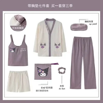 Anime sanrio seeria Cinnamoroll, Kuromi kevadel ja sügisel pidžaama, puhtast puuvillast seitse tööd kodus riideid set sõbranna kingitus