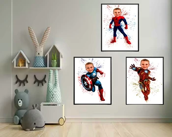 Custom Superkangelane Portree-Plakat Karikatuur Isikupärastatud Superhero Koomiks Lõuend Värvimine Spiderman Prinditakse Kingitus Lastele