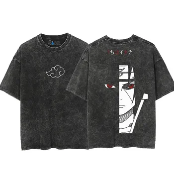 Harajuku Streetwear Pestud T-Särk Jaapani Anime Naruto T-särk Kahepoolne Puuvill Tees Tops Meeste Lühikesed Varrukad Vintage Tshirt