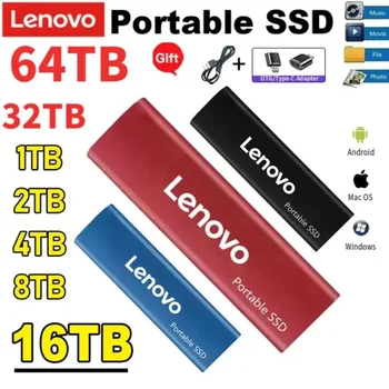 Lenovo Portable SSD 64TB Mobiil Solid State Drive 2TB kiire Väline Ladustamine Decives Tüüp-C USB 3.0 Liidesega Sülearvuti