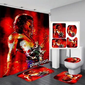 phechion Van Halen Bänd 3D Print Dušš Kardin Veekindel Vannituba Kardin Anti-slip Bath Mat Komplekt Wc, Vaibad VR329
