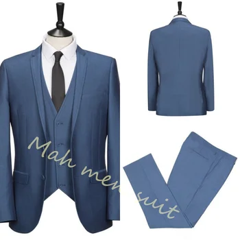 Pulm Mees Sobib 2023 Mees Blazer Blue Slim Paigaldatud 3 Tükki Jope Komplekti Äri Stiilis Kostüümid Itaalia Klassikaline Ametlik Riietus