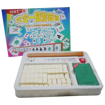 Reisi Mahjong Set Kaasaskantav Mini 144 Traditsiooniline Mahjong Set Mahjong Mäng Komplekt Mäng, Mis On Sätestatud Tarvikud Pere Sõbrad