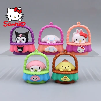 Sanrio 6Cm Joonis Võtmehoidja Lille Korv Melody Hello Kitty Kawaii Kuromi Tegevus Kogumise Pvc Materjalist Lastele Kingitused