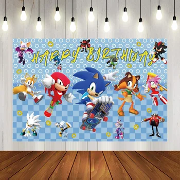 Sonic The Hedgehog Laste Sünnipäeva Taust Riie, mis Rippus Riie Mood Teema Poole Teenetemärgi Taust Lipu Riie