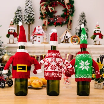 1tk 2024 Jõulud Veini Pudel Decor Set Lumememm Hirv Pudel Hõlma Riided Köök Decor Uus Aasta Xmas Õhtusöögil