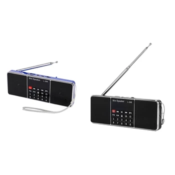 2 Tk Laetav Mini Stereo L-288 FM-Raadio Kõlar LCD Ekraan Toetada TF Kaarti USB-Disk MP3-Pleier(Sinine ja Must)