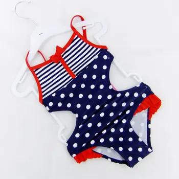 2015. aastal Uue Euroopa ja Ameerika Laste ujumistrikoo Tüdrukutele one-piece Polka Dot supelrõivad Tüdrukute trikoo hulgimüük