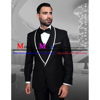 2021 Brändi Kohandatud Ülikond Meestele 3 Tükki Peigmees Pulmas Set Moe Disaini Valge Äri Jope+Vest + Püksid Slim Fit Smoking