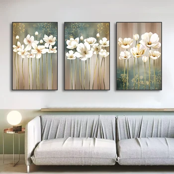 3TK Frameless Kaasaegsed Valged Lilled Lõuendile Maali Seina Art Plakatid Prindib Pilte elutuba Home Decor Office Teoseid