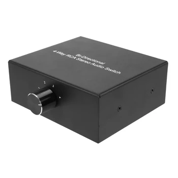 4-Way Stereo L/R Heli Kanal Bi-Directional Audio-Vahetaja, 1: 4 Out /4 in 1 Out, Audio Switch Splitter for Kõlar