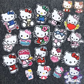 Armas Hello Kitty Riided Kleebised Kaunistada Plaaster Applique Tikandid Anime Peen Kompaktne Mood Retro Lihtne Elu Tarvikud