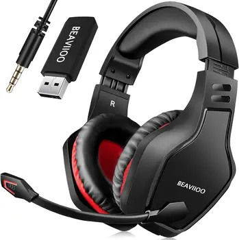 BEAVIIOO HW01 Gaming Headset 50-Hr Aku, Müra Tühistamine Mic, Surround Heli, PC/MAC/PS4/PS5/Switch Bluetooth-Peakomplekti