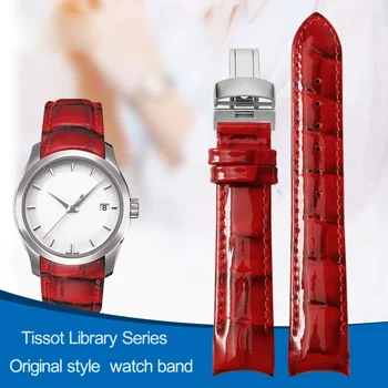 Eest Tissot T035 Kutu Naiste Ehtne Nahk Watchbands T035210 / 207A Kaar Kaar 1853 Must Punane Valge Kella Rihm 18mm