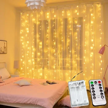Festoon LED Light String 8-Režiim Kaug-Jõulud Fairy Vanik Kardina Valgus Decor Kodus Puhkus Dekoratiivsed Uus Aasta Lamp