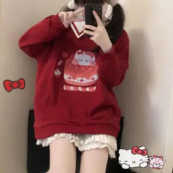 Hello Kitty Laste Topp Sanrio Kawaii Cartoon Armas Anime Laste Pika varrukaga, kanna Top Kaunistada Palus Tüdrukud Jõulud Kingitused