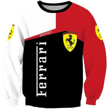 Kevadel ja Sügisel Uus Ferraris Auto Logo 3D Trükitud Pikkade Varrukatega Meeste Isikliku Mood ümber Kaela Pikad Varrukad