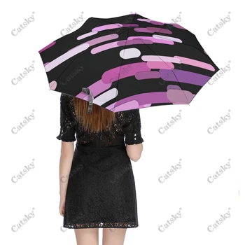 Korter Dots Geomeetriline Vihmavari Vihma Naiste 3-Tagaistme Täielikult Automaatne Vihmavari Päikesekaitse Väljas Sõidu-Vahend Parapluie