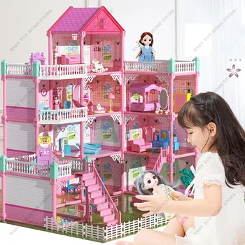 Montessori Nuku Majad 3D Monteeritud DIY Miniatuuri Nukumaja Tarvikud Villa Princess Castle Tüdruku Sünnipäeva Kingitused, Mänguasjad, Maja