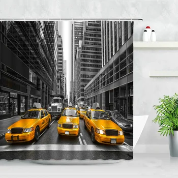 Must Valge New York City Maastik Dušš Kardinate Komplekt 3D Hoone Kodus Seina Taustaks Decor Põhjamaade Polüester Vannituba Vanni Ekraan