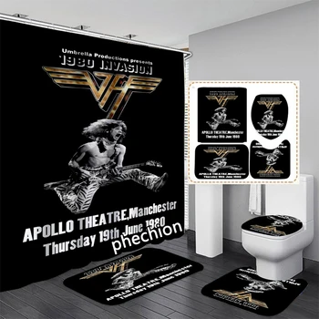 phechion Van Halen Bänd 3D Print Dušš Kardin Veekindel Vannituba Kardin Anti-slip Bath Mat Komplekt Wc, Vaibad VR329 phechion Van Halen Bänd 3D Print Dušš Kardin Veekindel Vannituba Kardin Anti-slip Bath Mat Komplekt Wc, Vaibad VR329 5