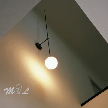 Postitus Kaasaegne Seina Valgustid Minimalistlik Sconces Pikk Metallist Toru Seina+lambid elutuba Vannituba Led Glass Ball Deco