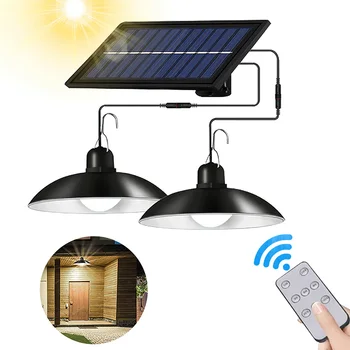 Päikese-Lühter Dual LED Solar Kahekordne Pea Lamp IP65 Veekindel Väljas Aed, Aias Kuur Ja Ait Kaugjuhtimispult