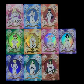Sailor Moon DIY Usagi Tsukino Hino Rei Kino Makoto Kohvik Seeria Marli Sära ja Värvi Flash Kaart 10tk Mäng Kogumise Kaardid